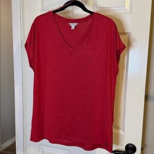 Orvis Women's Red V-Neck Short Sleeve Tunic